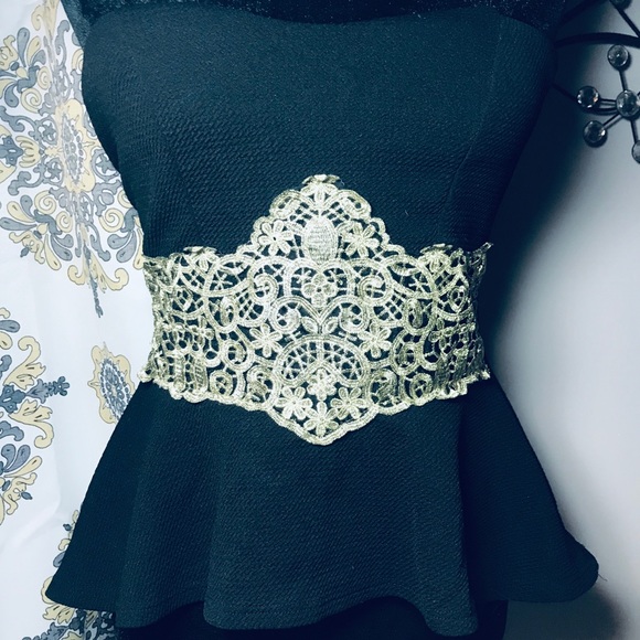 A’GACI Black Strapless Peplum Top - Picture 2 of 7